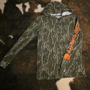 Carhartt Camo Hoodie with Orange Logo
